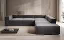 Designer corner sofa Lesley with long ottoman in textured fabric