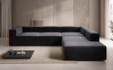 Designer corner sofa Lesley with long ottoman in textured fabric
