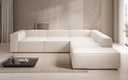 Designer corner sofa Lesley with long ottoman in textured fabric