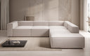 Designer corner sofa Lesley with long ottoman in textured fabric