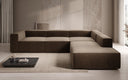 Designer corner sofa Lesley with long ottoman in textured fabric