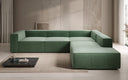 Designer corner sofa Lesley with long ottoman in textured fabric
