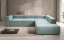 Designer corner sofa Lesley with long ottoman in textured fabric