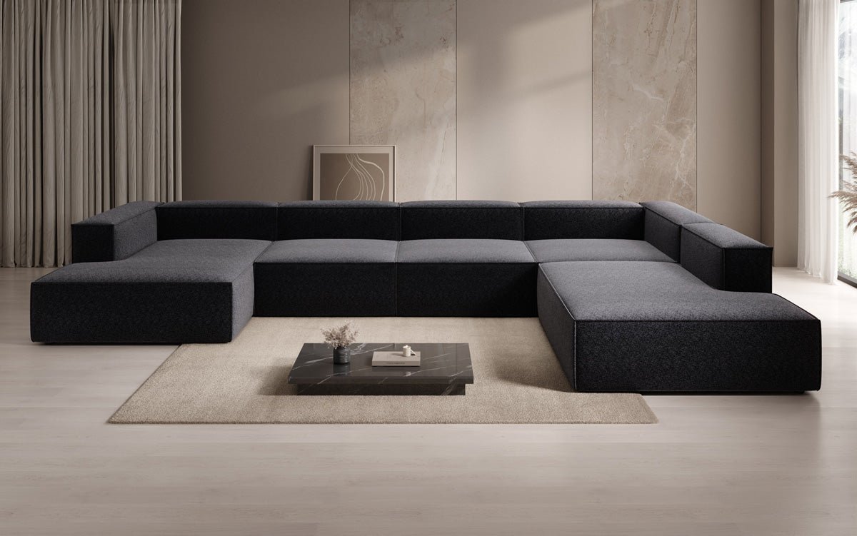 Designer Sofa Lesley U XXL in Textured Fabric