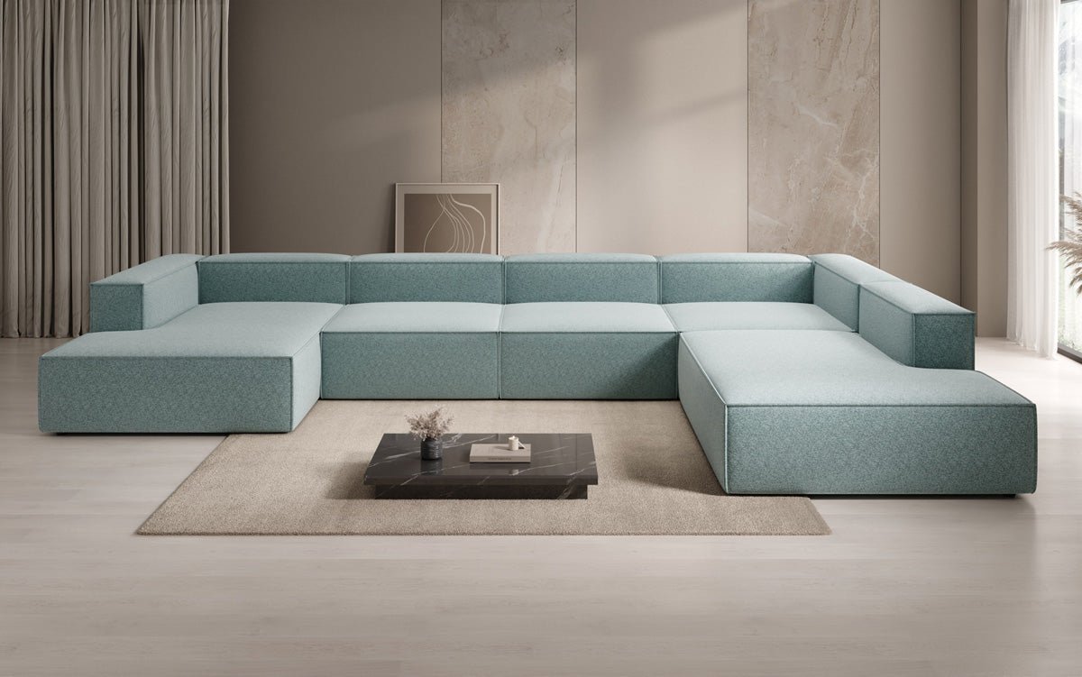 Designer Sofa Lesley U XXL in Textured Fabric