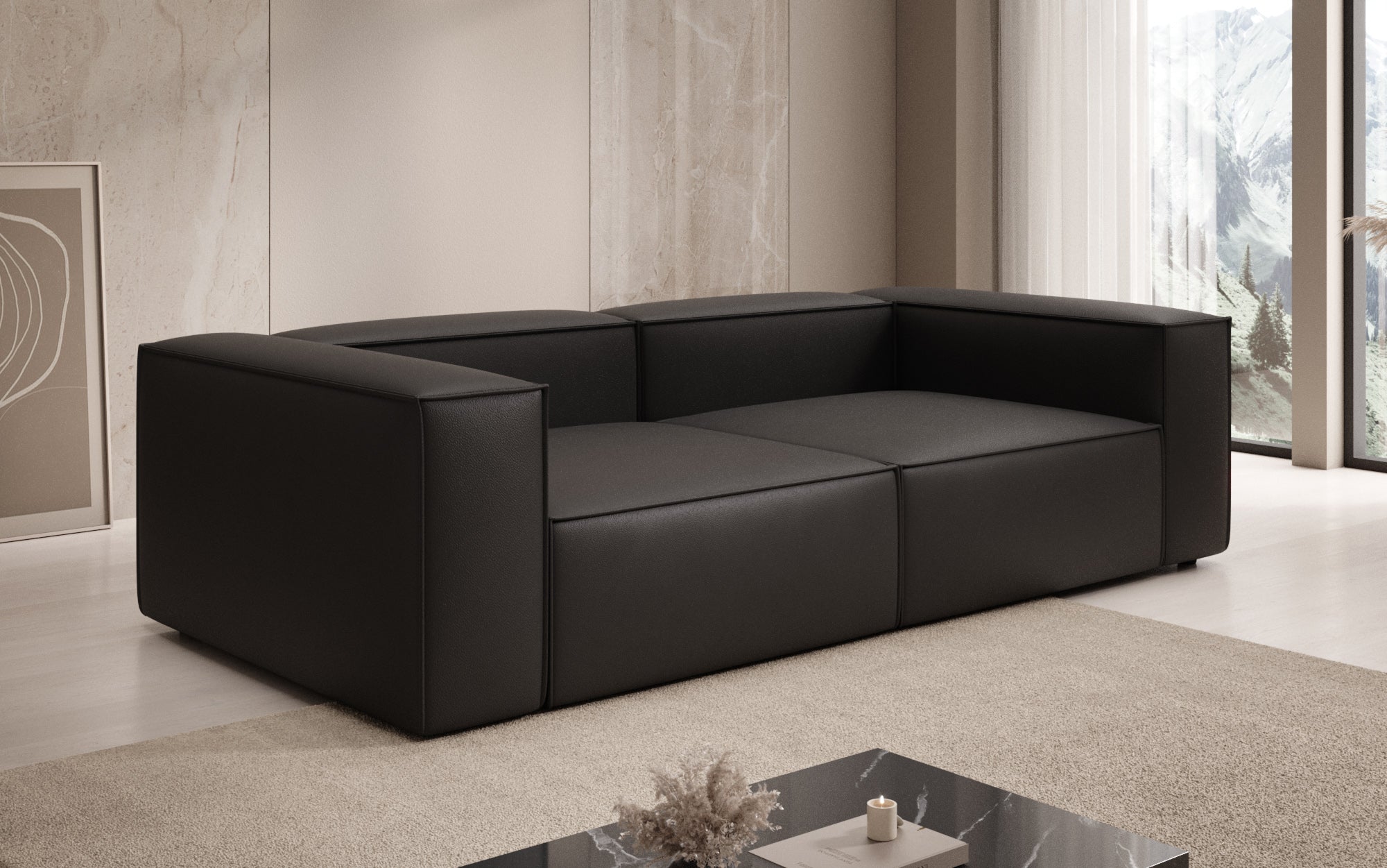 Designer Sofa Lesley 3 Sitzer in Echtleder