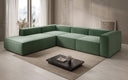 Designer corner sofa Lesley with long ottoman in textured fabric