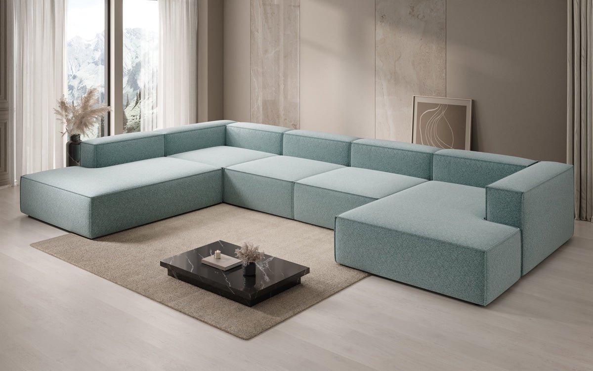 Designer Sofa Lesley U XXL in Textured Fabric