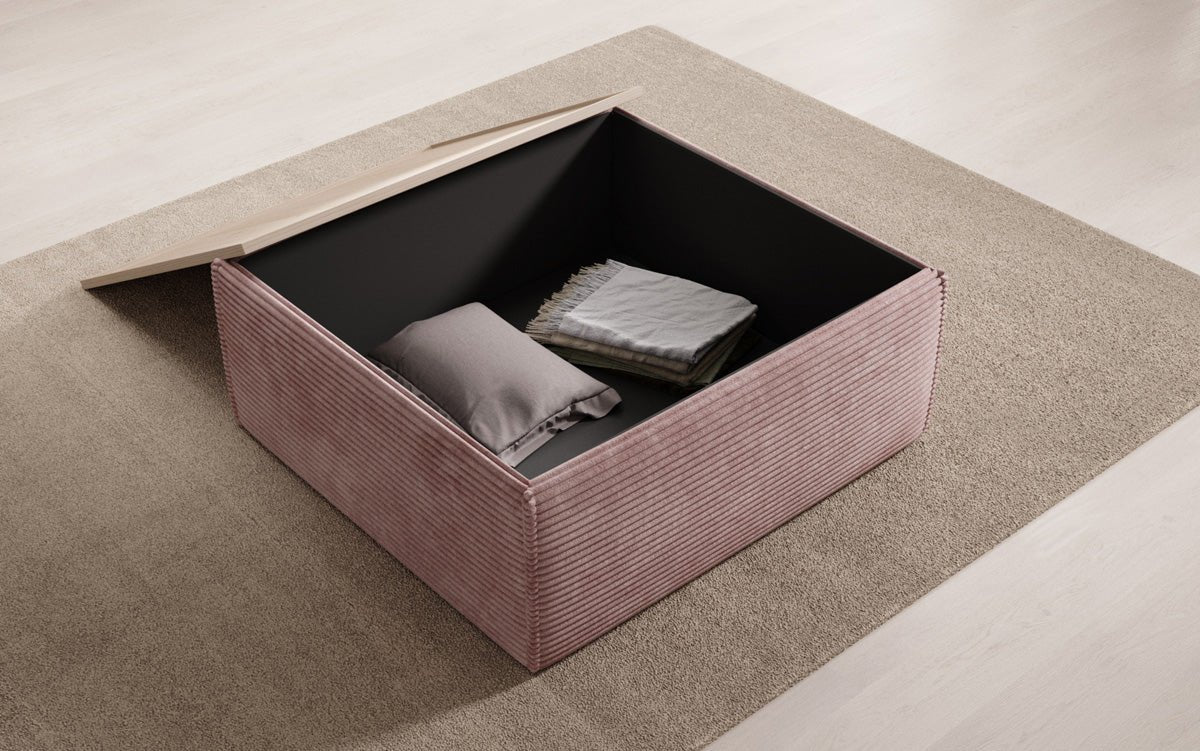 Lesley side stool/coffee table with storage in corduroy