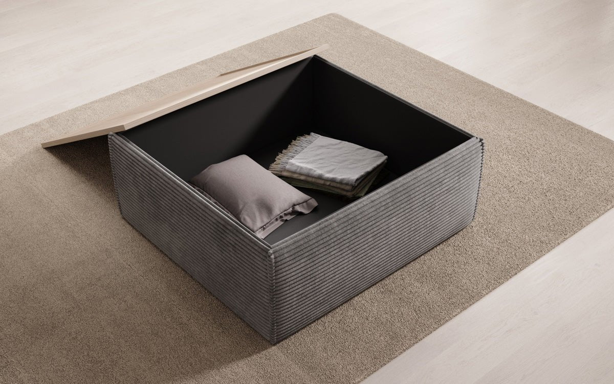 Lesley side stool/coffee table with storage in corduroy