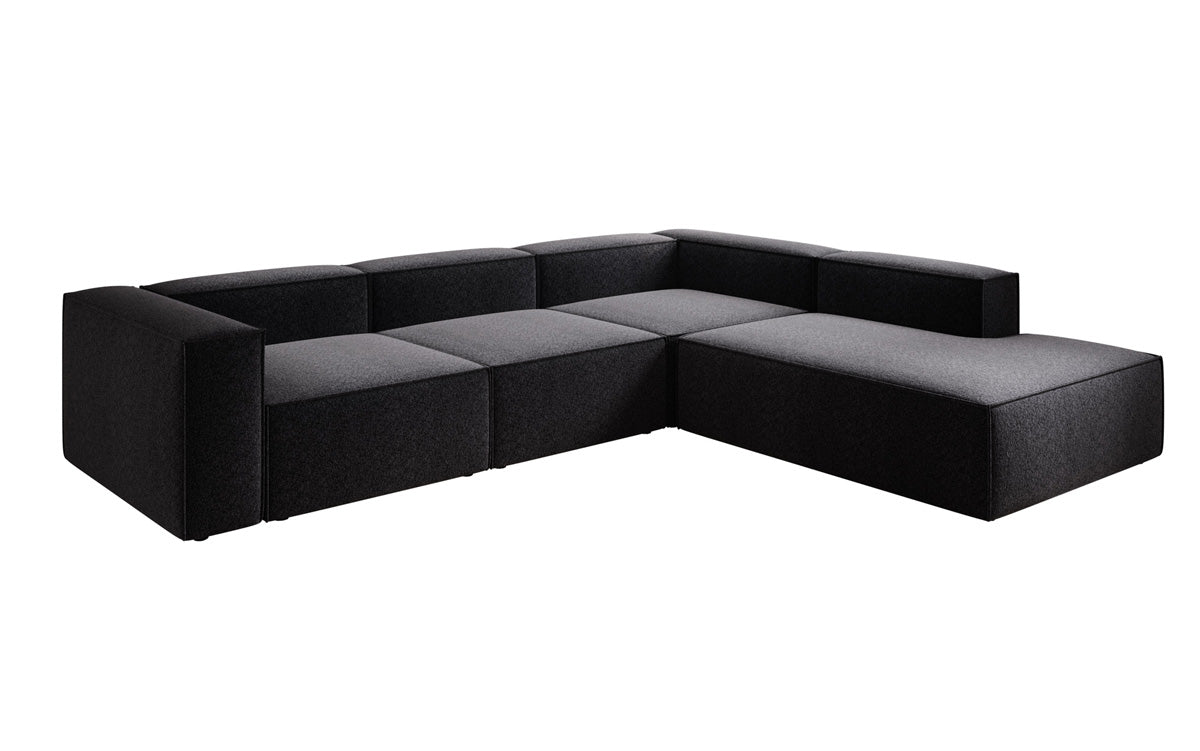 Designer sofa Lesley L with long ottoman in textured fabric