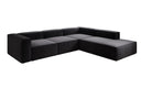 Designer corner sofa Lesley with long ottoman in textured fabric