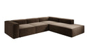 Designer corner sofa Lesley with long ottoman in textured fabric