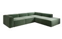 Designer corner sofa Lesley with long ottoman in textured fabric