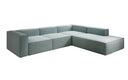 Designer corner sofa Lesley with long ottoman in textured fabric