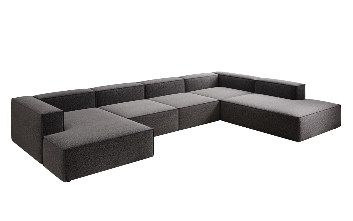 Designer Sofa Lesley U XXL in Textured Fabric