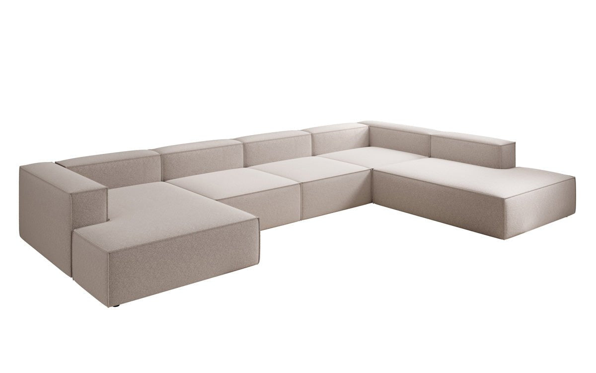 Designer Sofa Lesley U XXL in Textured Fabric