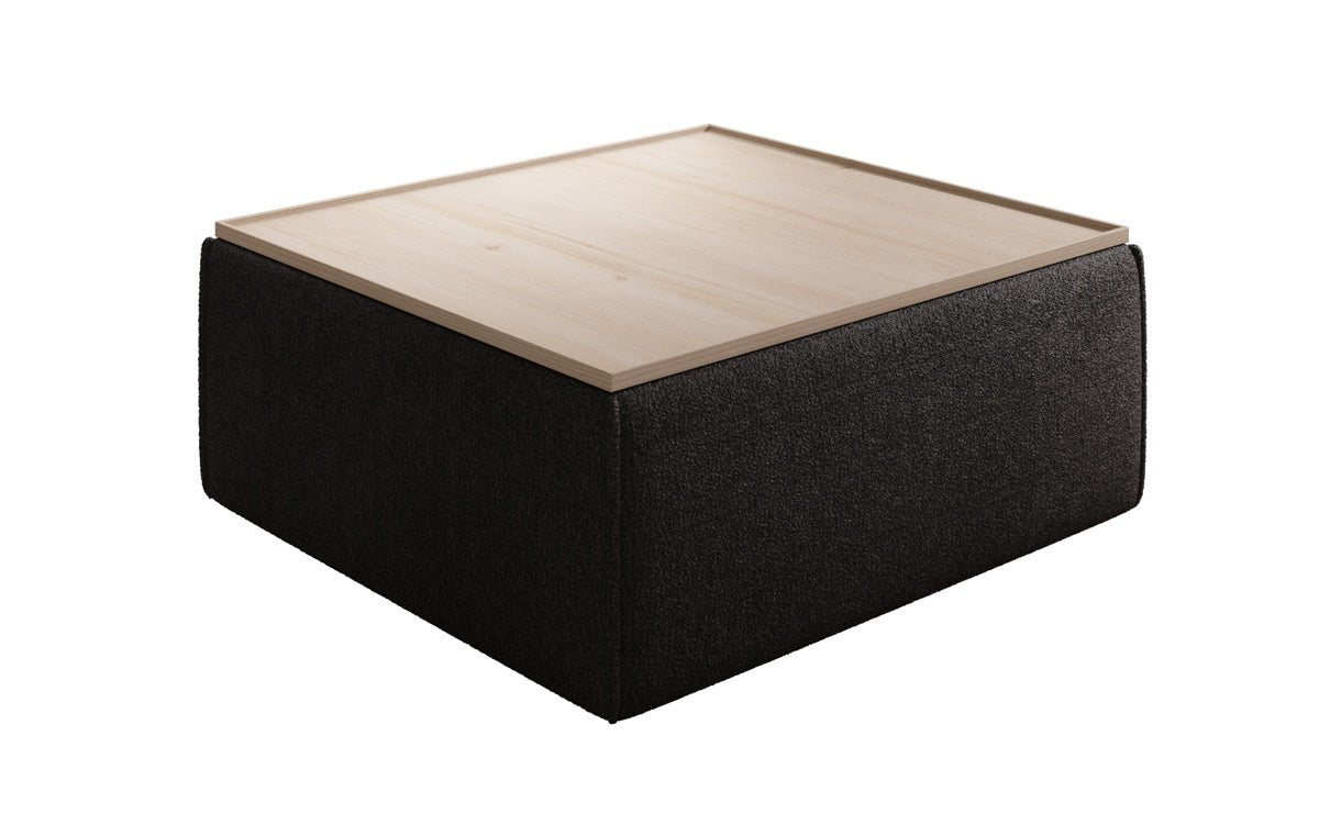 Lesley side stool/coffee table with storage in Bouclé