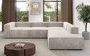 Designer corner sofa Lesley with long ottoman in velvet