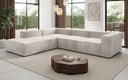 Designer corner sofa Lesley with long ottoman in velvet