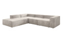 Designer corner sofa Lesley with long ottoman in velvet