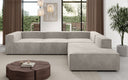 Designer corner sofa Lesley with long ottoman in velvet