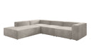 Designer corner sofa Lesley with long ottoman in velvet