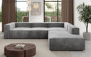 Designer corner sofa Lesley with long ottoman in velvet