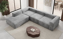 Designer corner sofa Lesley with long ottoman in velvet
