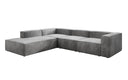 Designer corner sofa Lesley with long ottoman in velvet