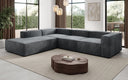 Designer corner sofa Lesley with long ottoman in velvet