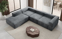 Designer corner sofa Lesley with long ottoman in velvet