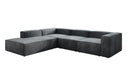 Designer corner sofa Lesley with long ottoman in velvet