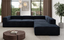 Designer corner sofa Lesley with long ottoman in velvet