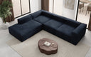 Designer corner sofa Lesley with long ottoman in velvet