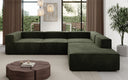 Designer corner sofa Lesley with long ottoman in velvet