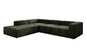 Designer corner sofa Lesley with long ottoman in velvet