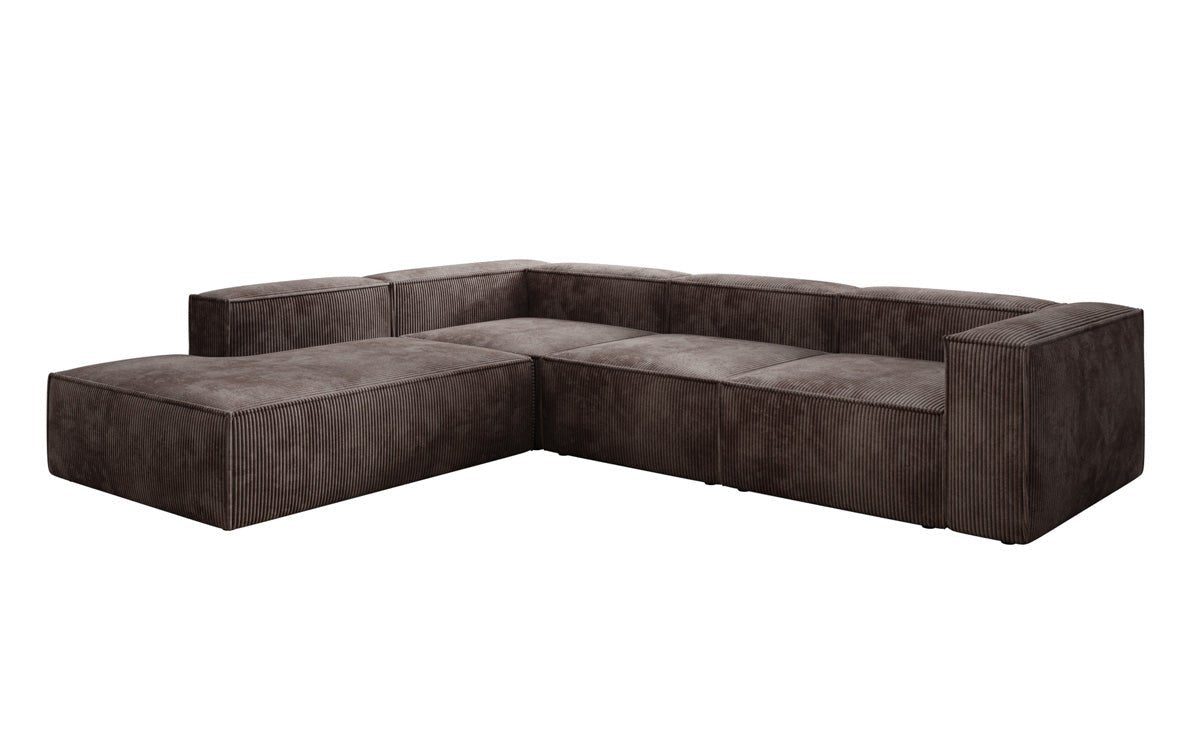 Designer Sofa Lesley L with long ottoman in corduroy