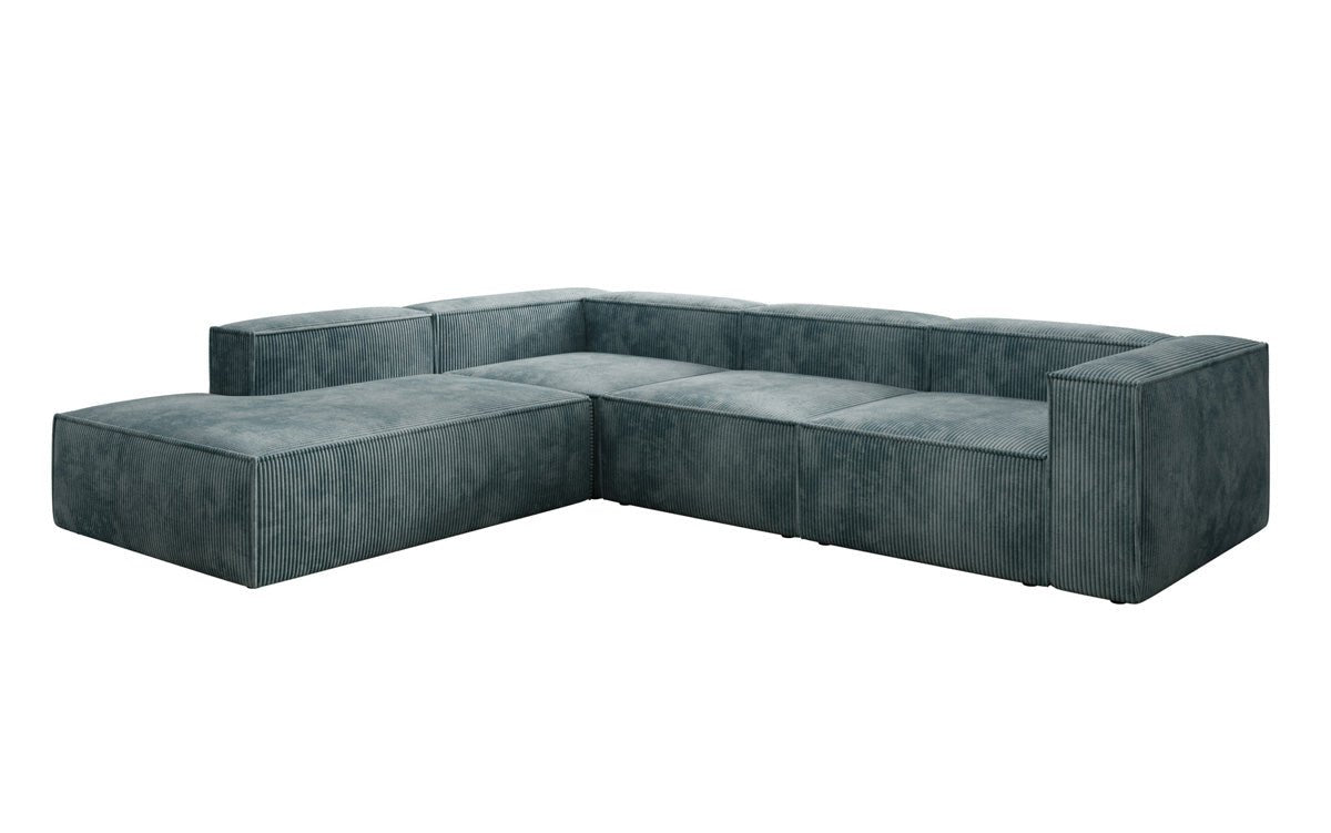 Designer Sofa Lesley L with long ottoman in corduroy