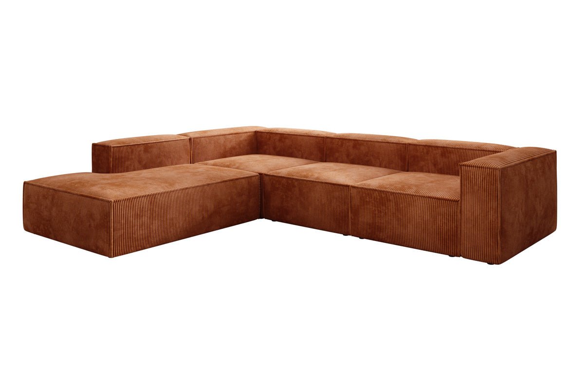 Designer Sofa Lesley L with long ottoman in corduroy