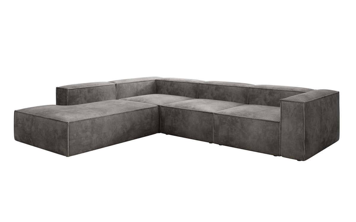 Designer Sofa Lesley L with long ottoman in corduroy