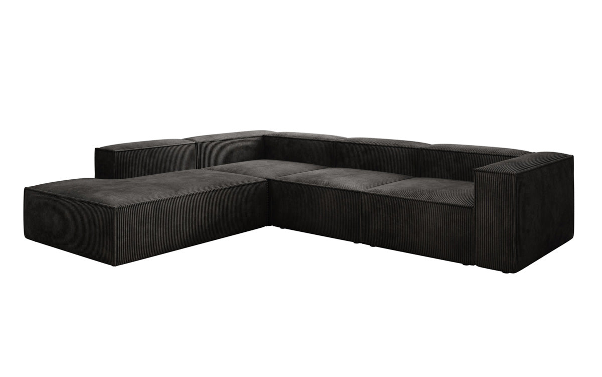 Designer Sofa Lesley L with long ottoman in corduroy