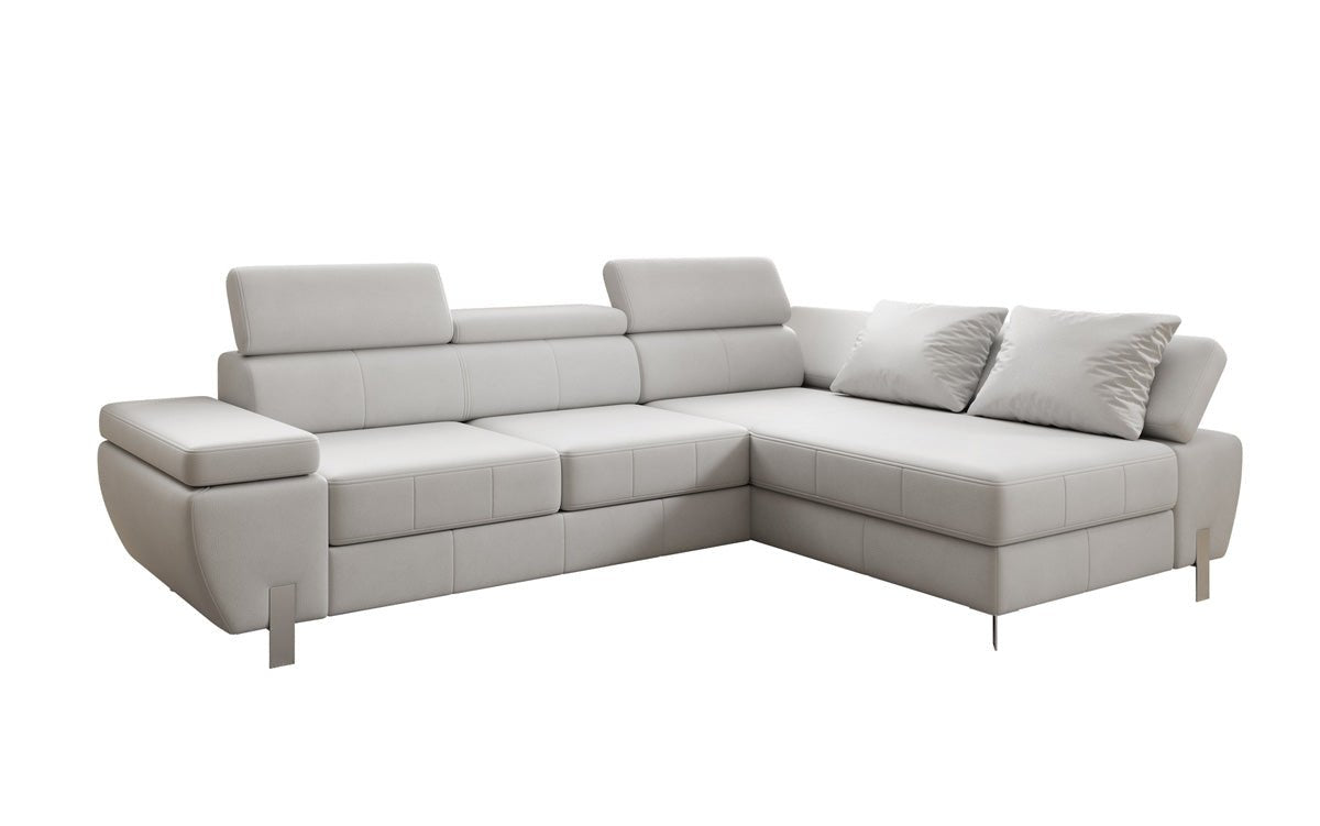 Designer L Sofa Calista with Sleeping Function and Storage in Genuine Leather