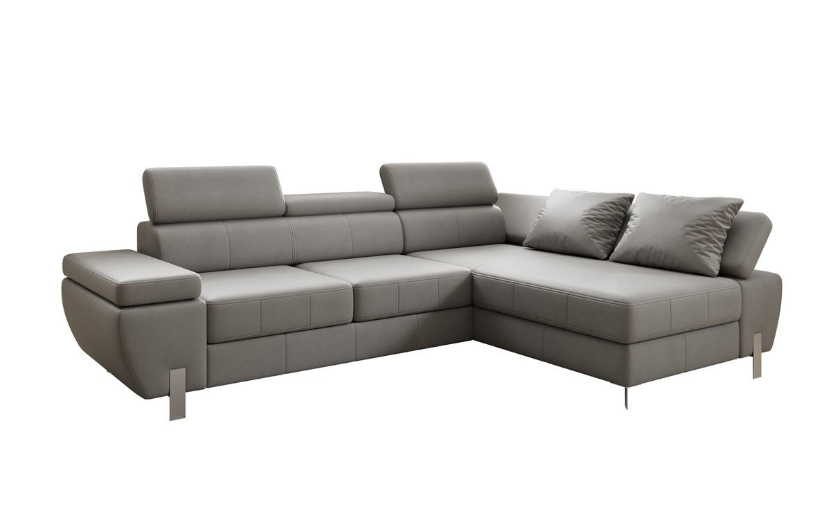 Designer L Sofa Calista with Sleeping Function and Storage in Genuine Leather