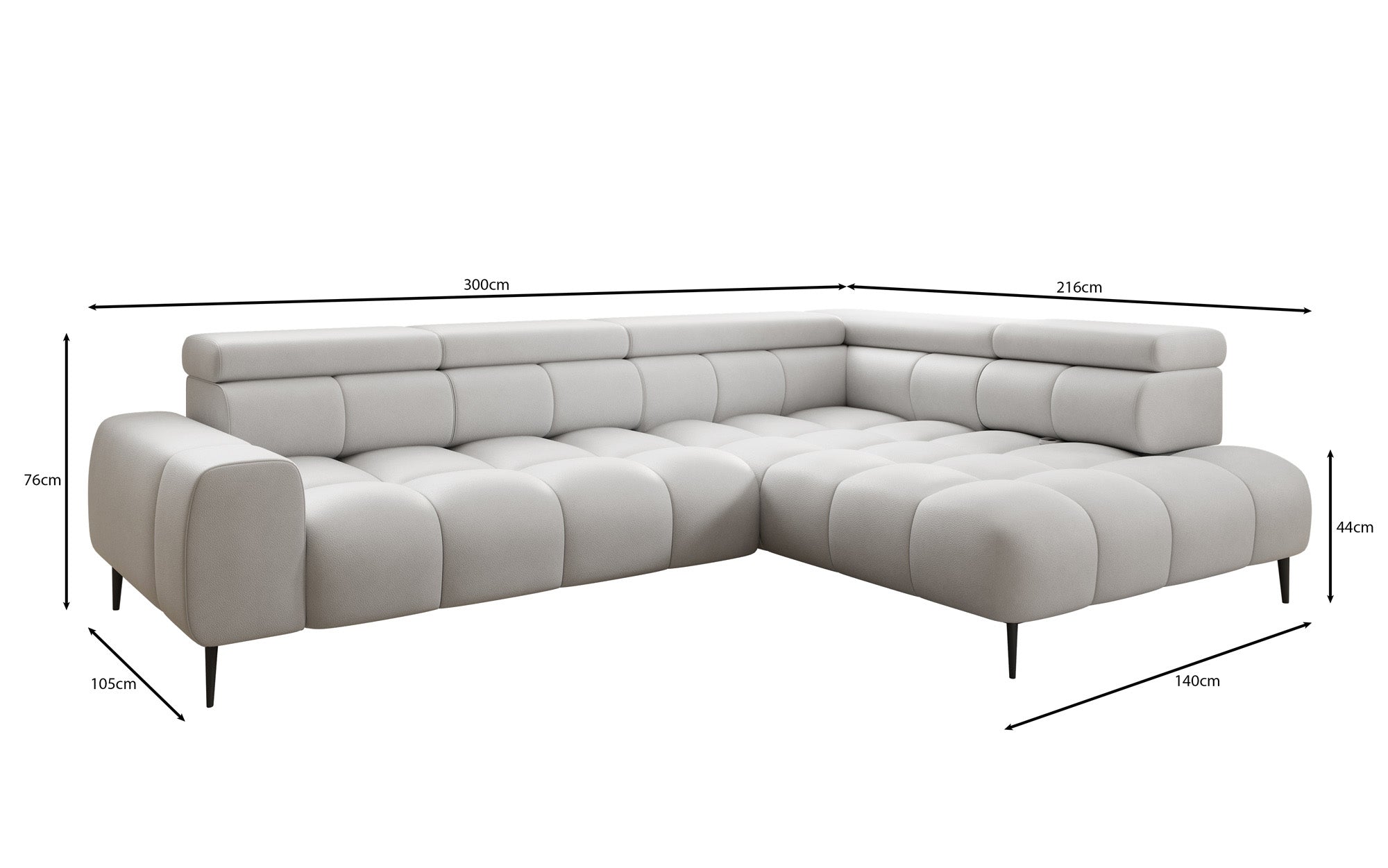 Designer Sofa Ceora L with electric sleeping function and adjustable backrest in genuine leather
