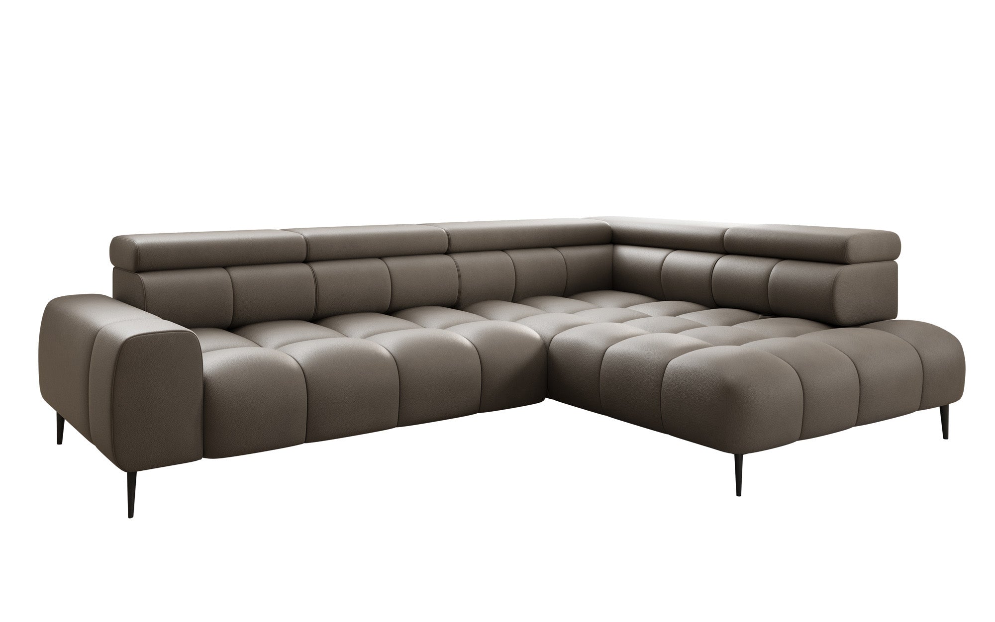 Designer Sofa Ceora L with electric sleeping function and adjustable backrest in genuine leather