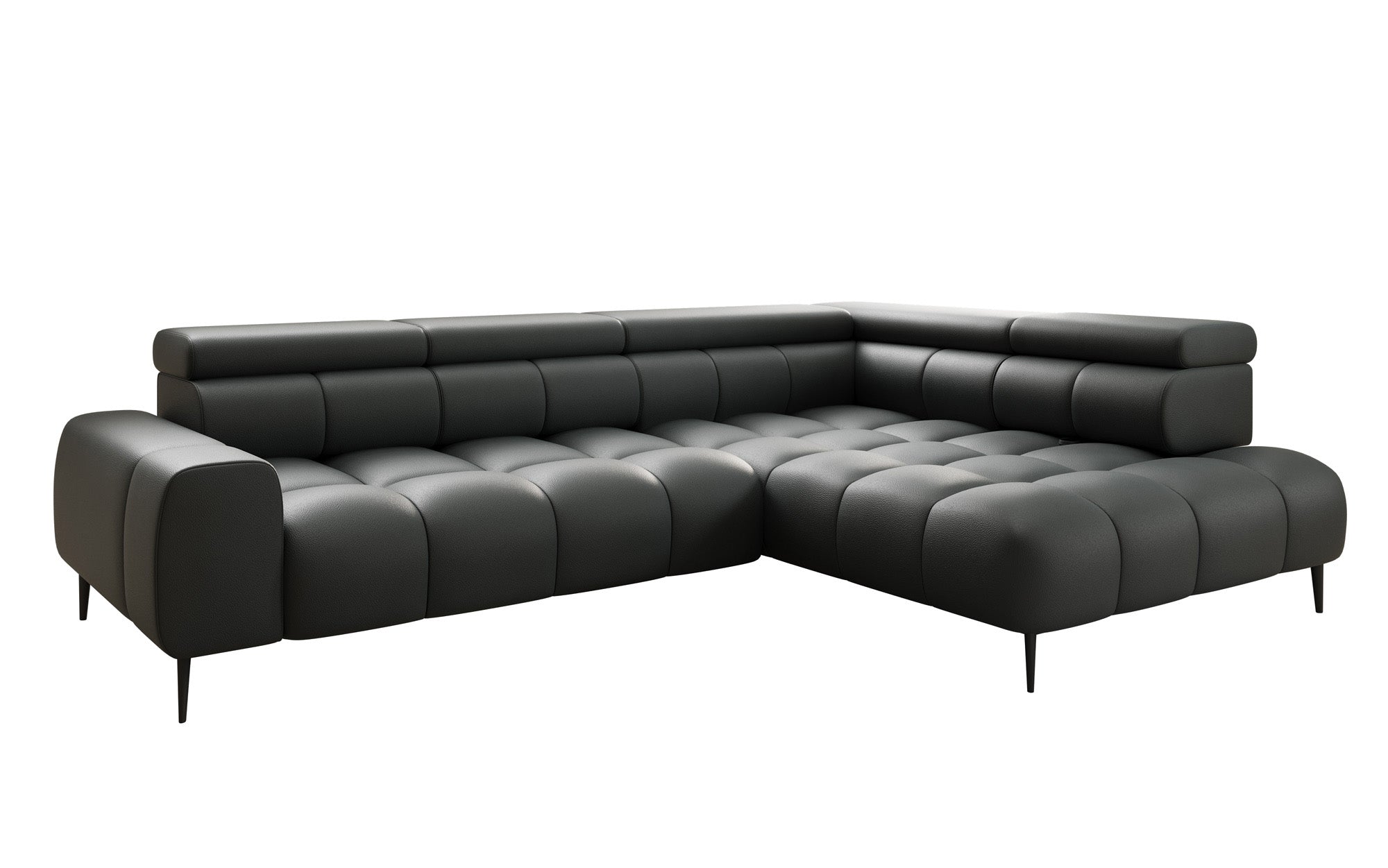 Designer Sofa Ceora L with electric sleeping function and adjustable backrest in genuine leather