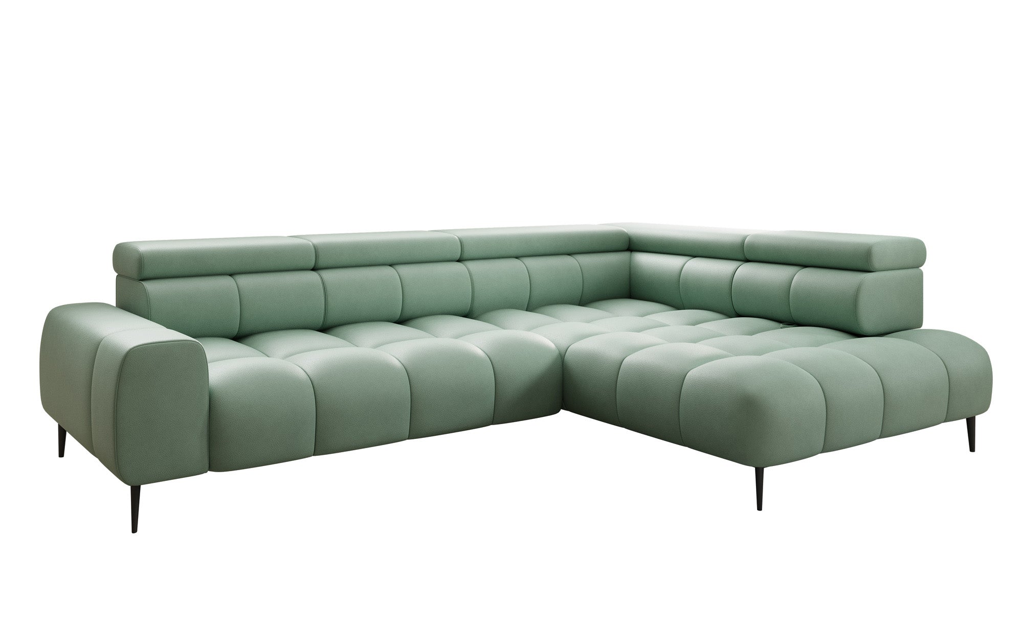 Designer Sofa Ceora L with electric sleeping function and adjustable backrest in genuine leather