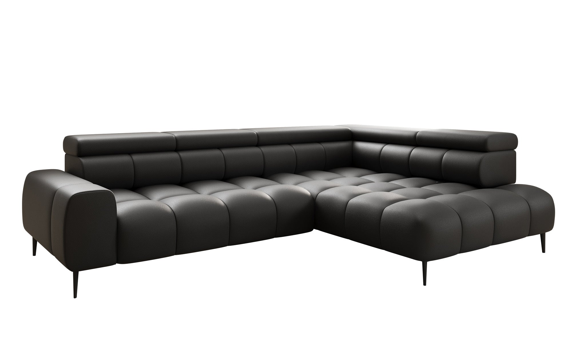 Designer Sofa Ceora L with electric sleeping function and adjustable backrest in genuine leather