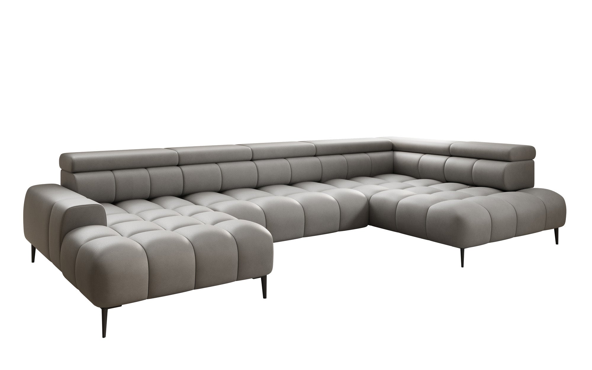 Designer sofa Ceora U with electric sleeping function and adjustable backrest in genuine leather